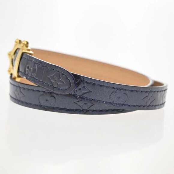 LOUIS VUITTON Triple-Wrap Bracelet Monogram Vernis leather Blue GHW 69TA469 main image 8